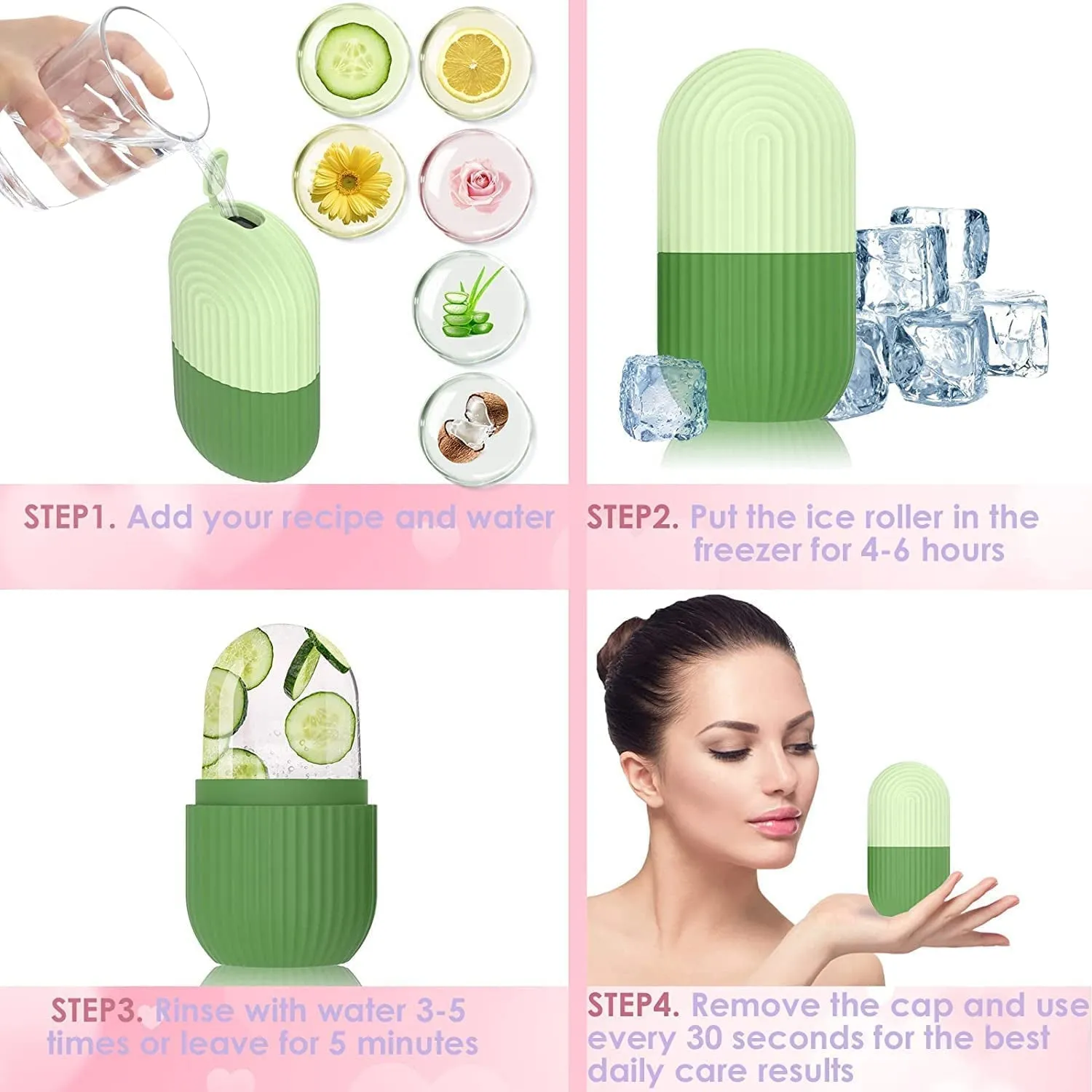 1224A Beauty Ice Roller for Face Massager & Eye Reusable Face Rollers Facial Roller Box