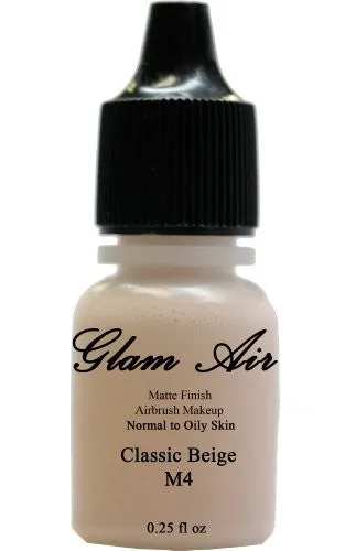 Airbrush Makeup Foundation Matte M2 Natural Ivory and M4 Classic Beige Water-based Makeup Lasting All Day 0.25 Oz Bottle By Glam Air