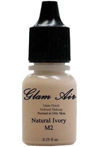 Airbrush Makeup Foundation Matte M2 Natural Ivory and M4 Classic Beige Water-based Makeup Lasting All Day 0.25 Oz Bottle By Glam Air