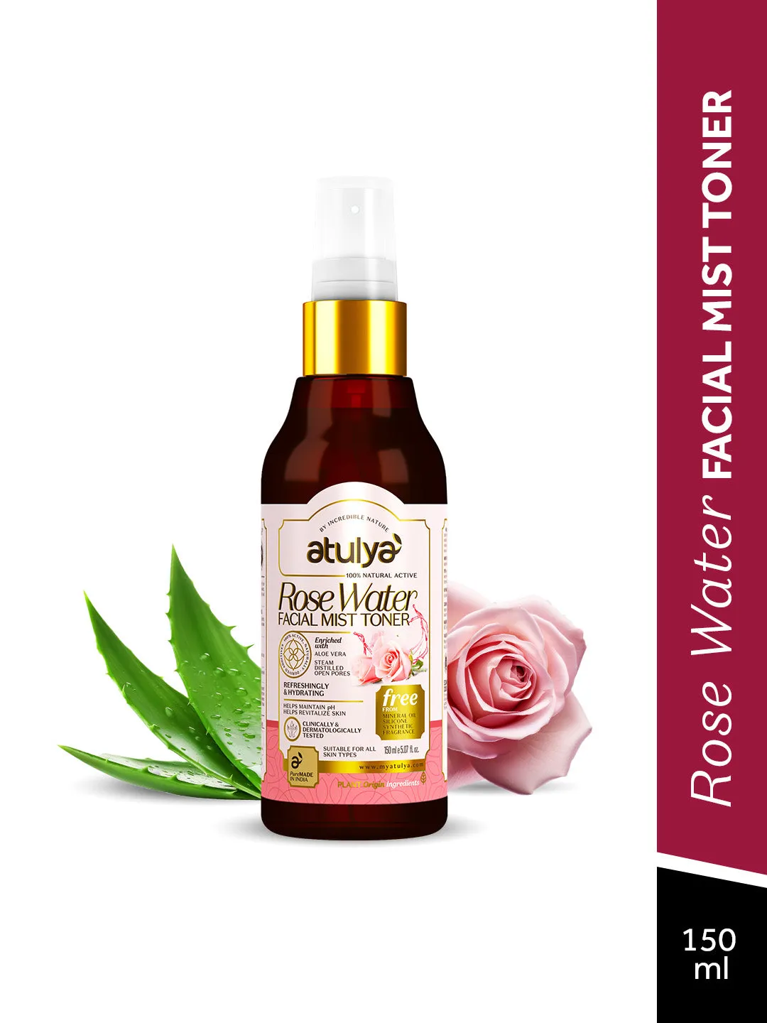 atulya Rose Water Facial Mist Toner - 150ml (Buy 5 Products & Get Rs.500 Off)