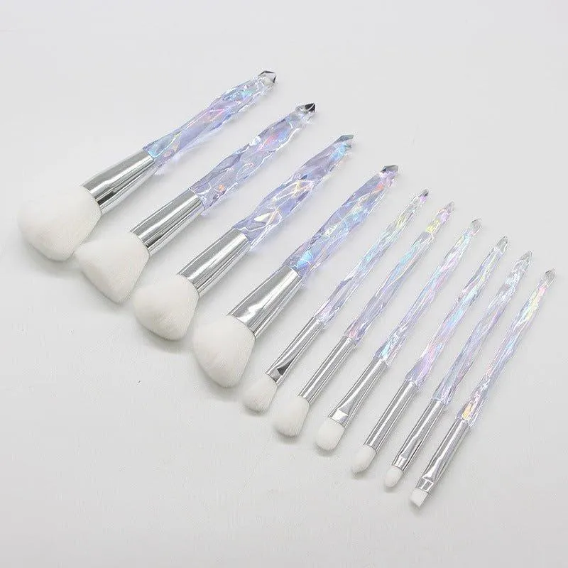 Glamorous 10-Piece Soft Hair Makeup Brush Set with Rhinestone Handles