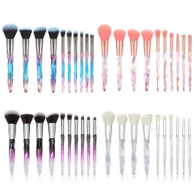 Glamorous 10-Piece Soft Hair Makeup Brush Set with Rhinestone Handles