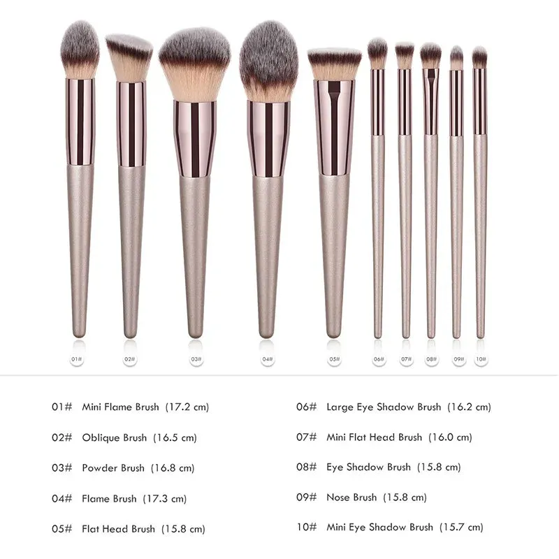 Hot Champagne Makeup Brushes Set for Women Beauty Tools