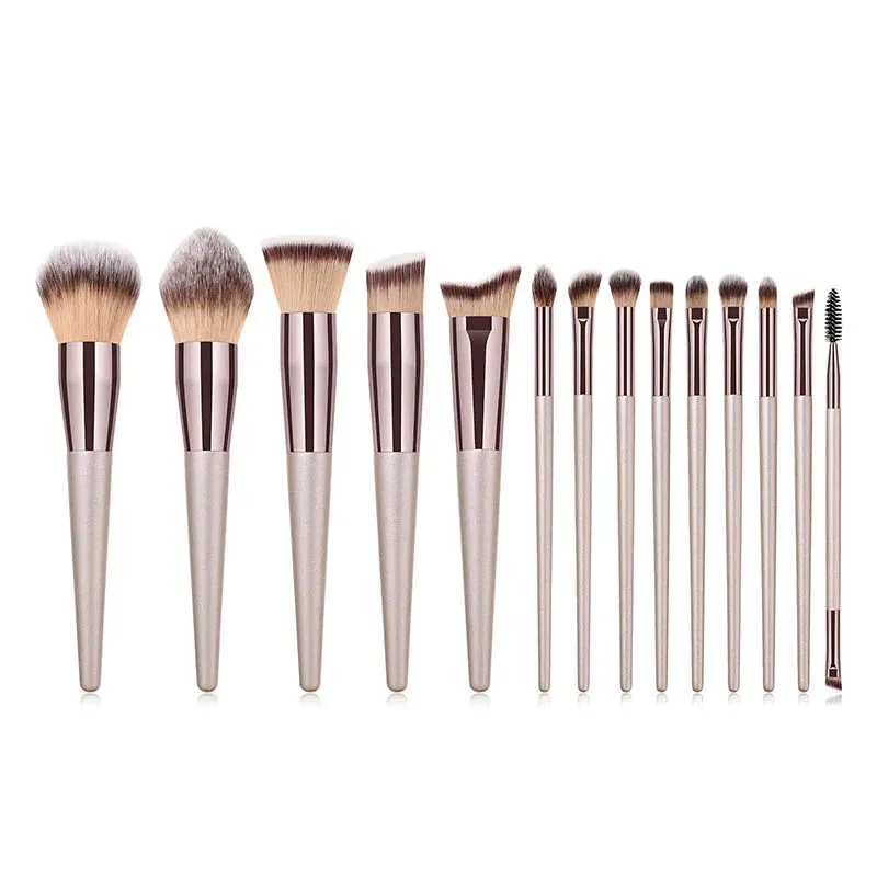 Hot Champagne Makeup Brushes Set for Women Beauty Tools