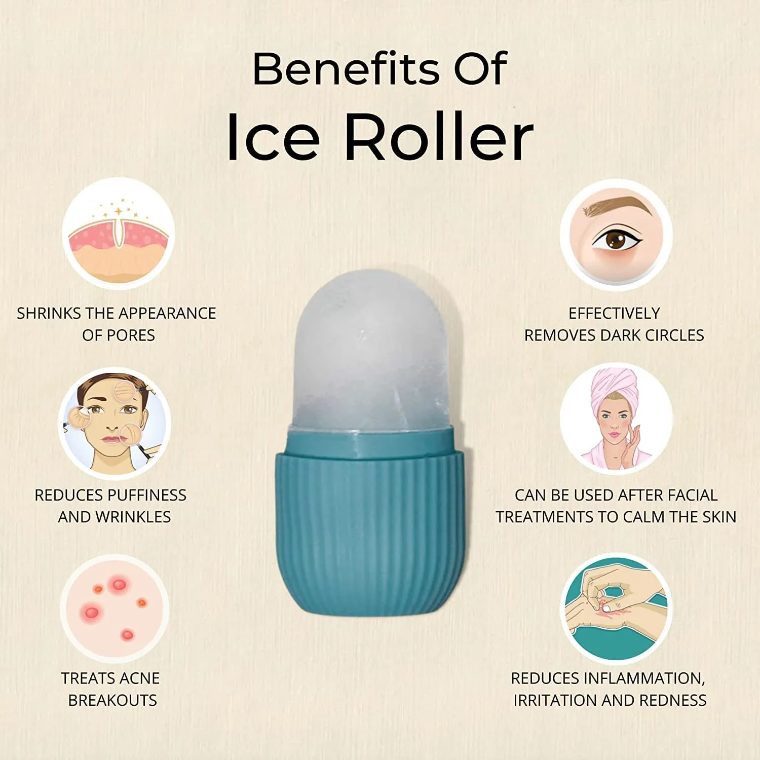 Ice Face Roller for Eyes, Neck Massage Remove Dark Circle