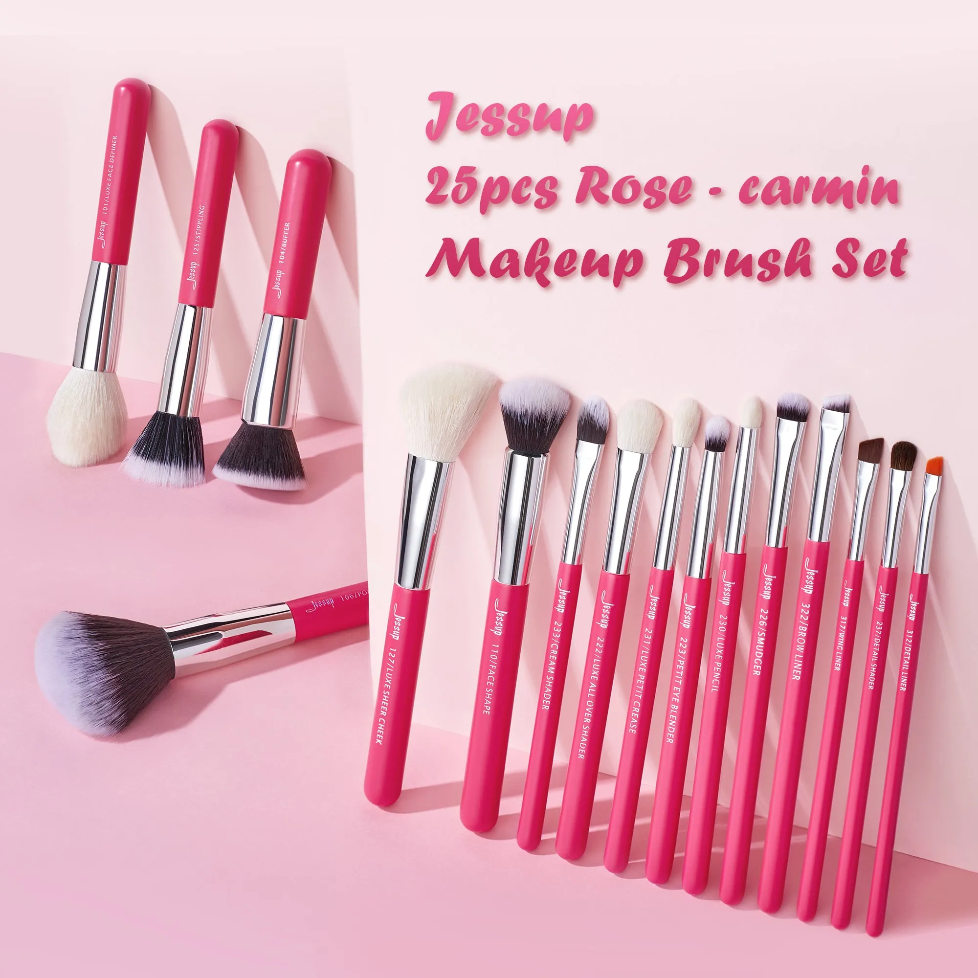 Individual 25Pcs Makeup Brush Kit Pink T195