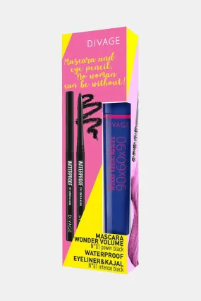 Mascara Wonder Volume & Eye Liner & Kajal Waterproof  Black 01