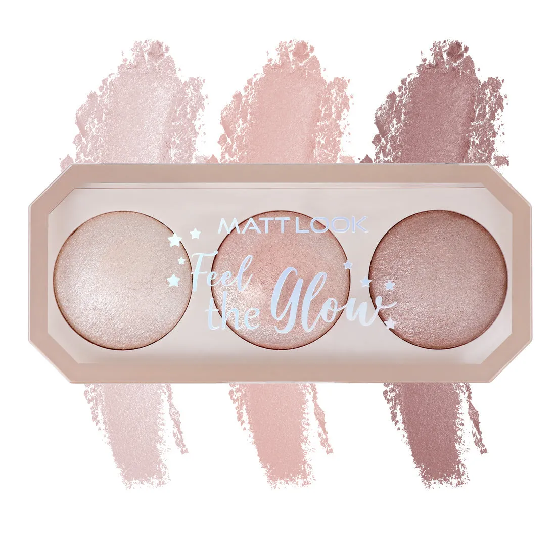 Mattlook Feel The Glow Baked Highlighter Trio, Enriched with Vitamin E, Ultra Blendable, Light Weight Baked Texture Silky & Smoth Dewy Finish, Highly Pigmented