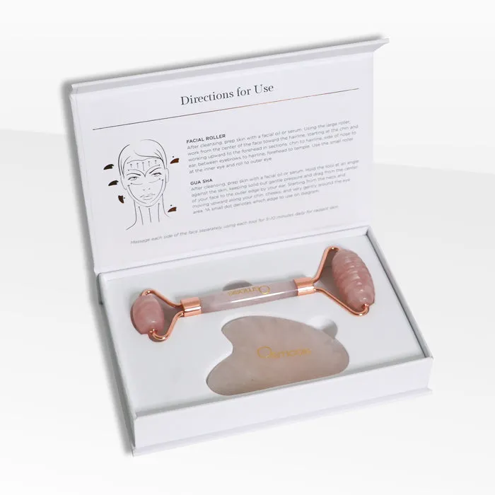 Rose Quartz Facial Roller & Gua Sha Set