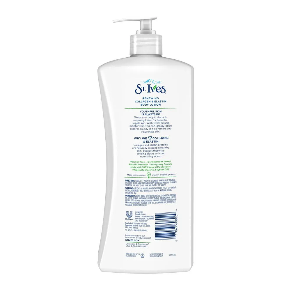 St. Ives Renewing Collagen & Elastin Body Lotion -  Paraben Free - 621ml