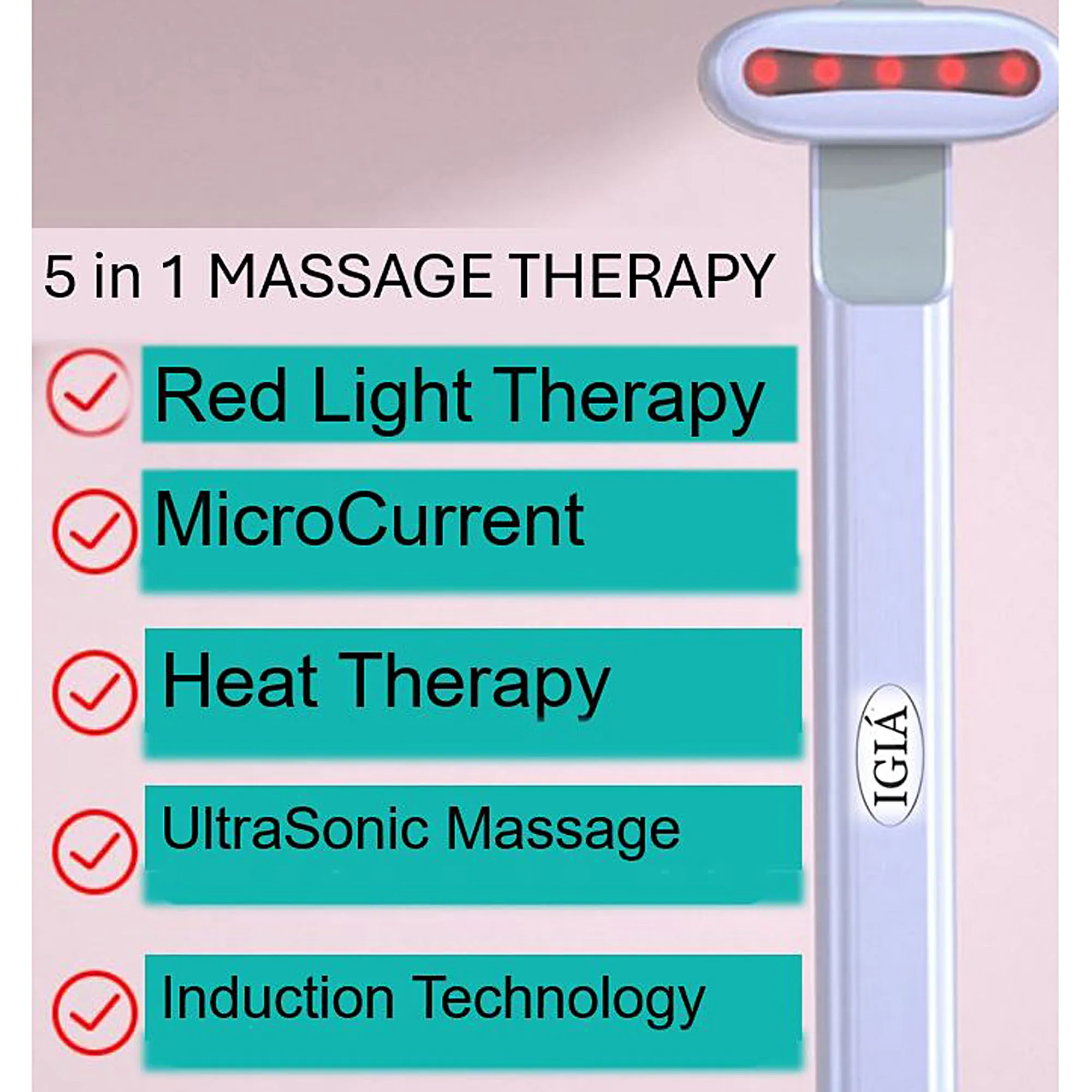 ThermaGlow 5-IN-1 Red Light, MicroCurrent, Heat & UltraSonic Massage Therapy.