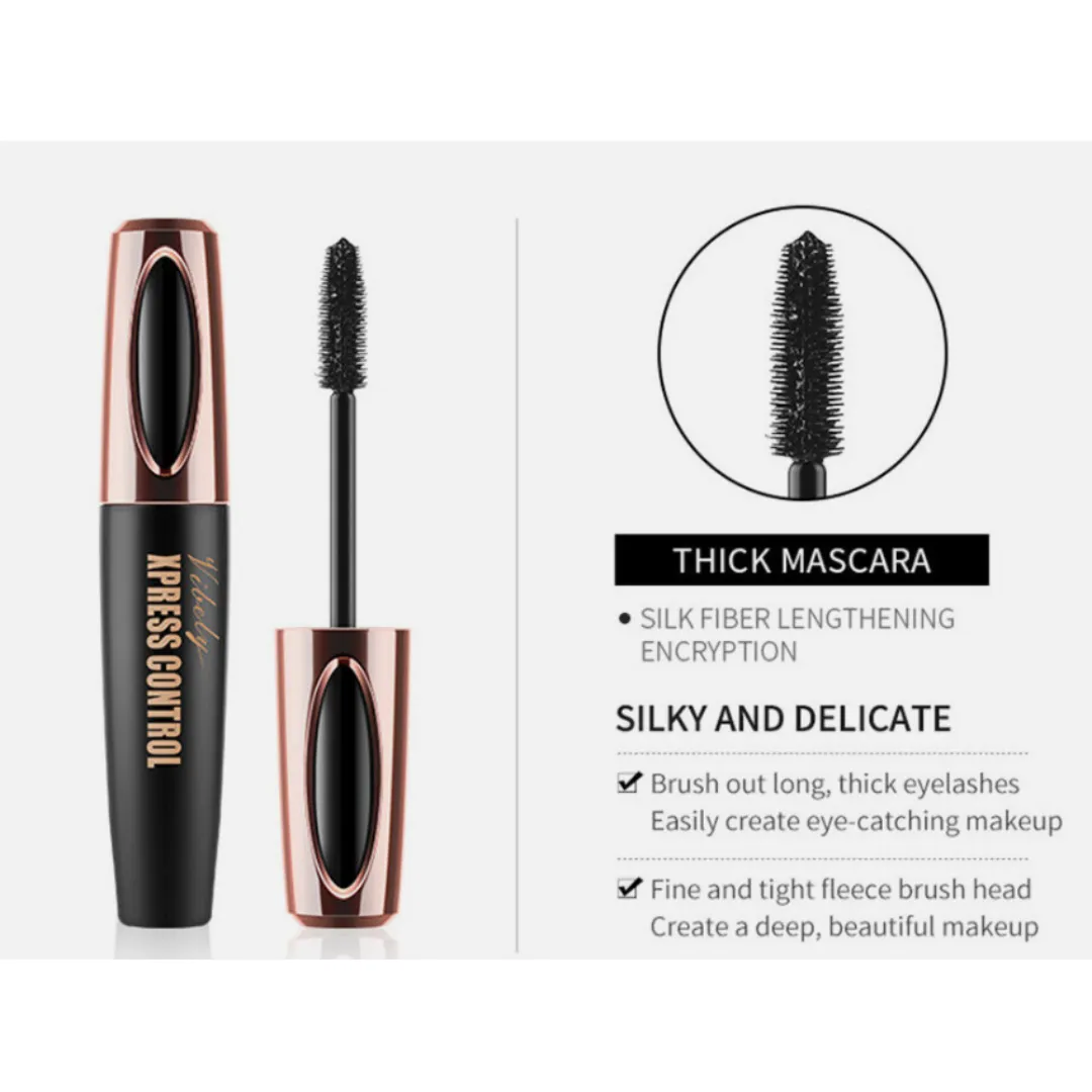 VIBELY Xpress Control Natural Waterproof Mascara 4D Silk Fiber Eyelash Long-lasting Extension