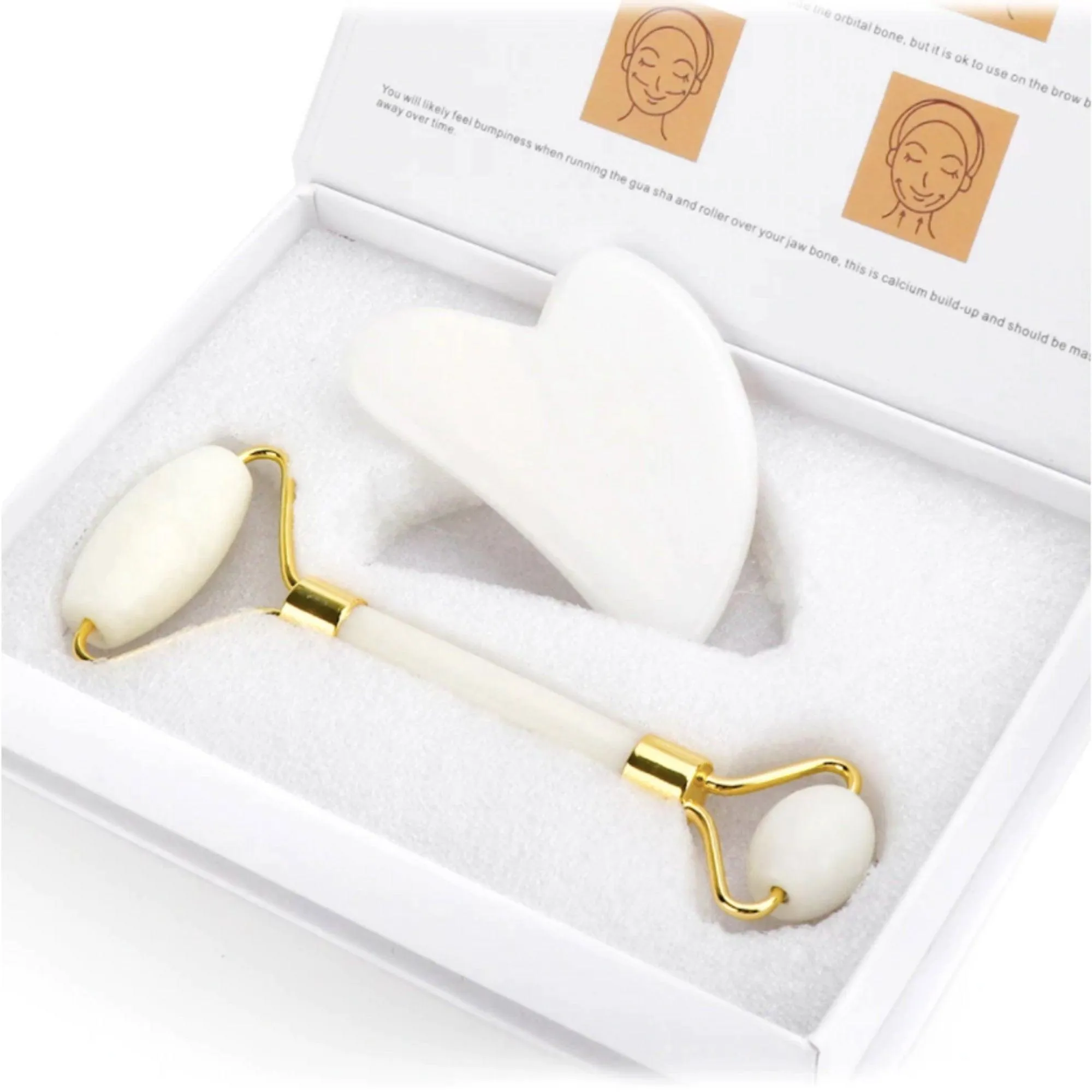 White Jade Roller & Gua Sha Set